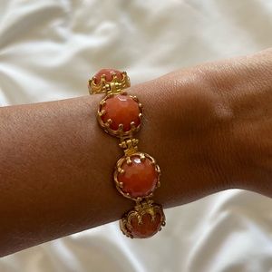 Turkish brass and orange stone bracelet